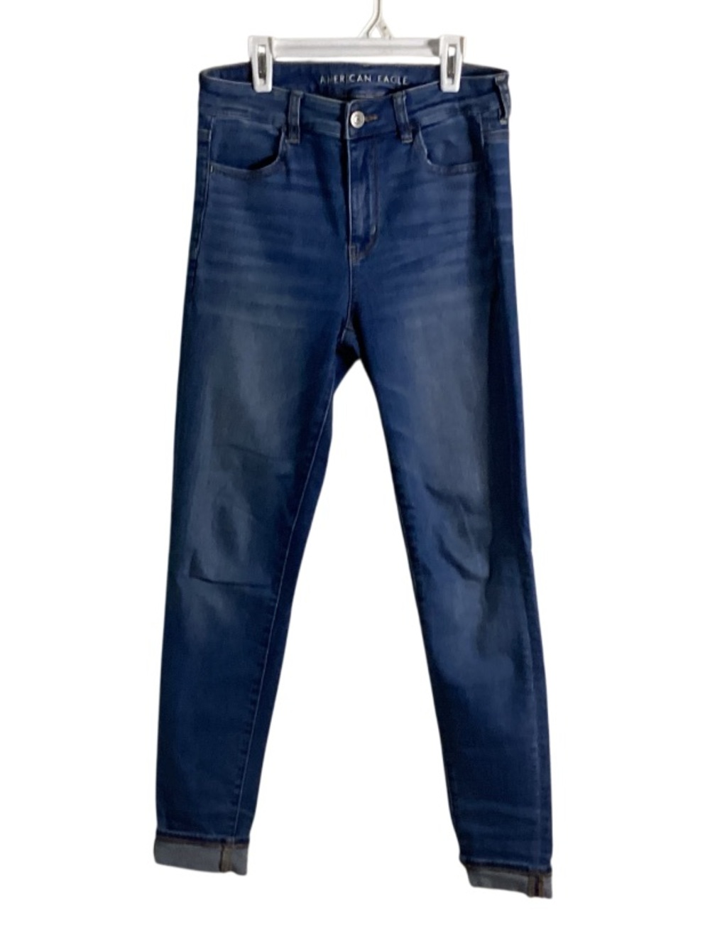 American Eagle Outfitters High Rise Medium Dark Wash Stretch Jeans 8 Long